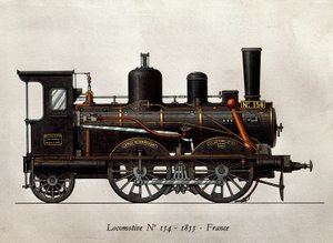 Französischer Zug: Lokomotive Nummer 154 von 1855. Gravur. Paris, Kunstgewerbemuseum von Unknown artist