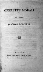 Frontispiz von „Operette morali“ (Kleine moralische Werke) von Giacomo Leopardi (1798-1837) 1827