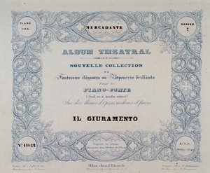 Frontispiz der Oper Il Giuramento, von Mercadante (1837) von Unknown artist