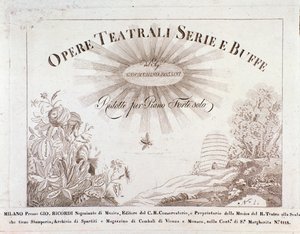 Frontispiz für Partituren von Opere teatrale serie e buffe von Gioacchino Rossini
