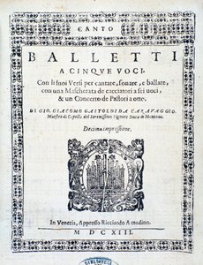 Frontispiz von Balletti für fünf Stimmen von Giovanni Giacomo Gastoldi von Unknown artist