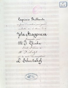 Frontispiz von Capriccio brillant über das Thema Jota Aragonese (Spanische Ouvertüre Nr. 1) von Mikhail Glinka