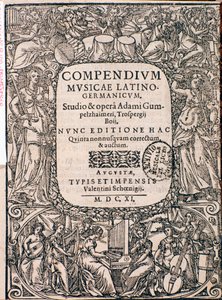 Frontispiz des Compendium Musicae von Adam Gumpelzhaimer von Unknown artist