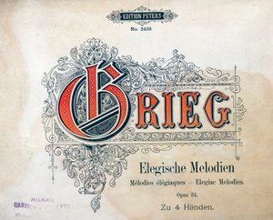 Frontispiz von Zwei elegischen Melodien für vier Hände von Edward Hagerup Grieg