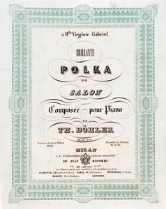 Frontispiz der Partitur von Polka de salon von Theodor von Döhler von Unknown artist