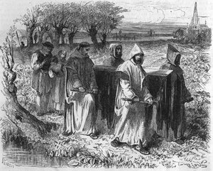 Beerdigung von Isabeau (Isabelle, Elisabeth) von Bayern, Königin von Frankreich (1371-1435). Gravur des 19. Jahrhunderts. von Unknown artist