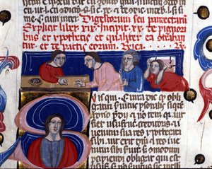 Würfelspiele (gioco dei dadi) Manuskript aus dem 14. Jahrhundert Biblioteca Nazionale Braidense. Mailand