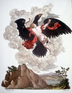 Ganymed entführt von Jupiter (Zeus) in Adlergestalt - Gravur von Unknown artist