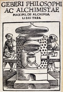 Geberi Philosophi ac Alchimistae Titelblatt eines Alchemie-Deals. Geber (ca. 721-ca. 815), arabischer Alchemist von Unknown artist