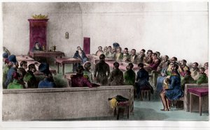 Generalversammlung der Bojaren, Mitglieder der russischen Aristokratie. Gravur des 19. Jahrhunderts. Private Sammlung