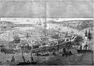 Gesamtansicht von Havanna im Jahr 1862 - Apparat der französischen Division unter dem Kommando von Konteradmiral Jurien de la Graviere von Unknown artist