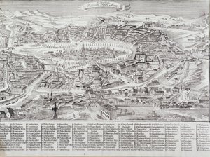 Gesamtansicht der Stadt Wien mit Detail der Hauptgebäude und Denkmäler. Österreich. Gravur von 1800. Private Sammlung