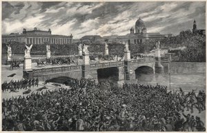 Deutsche Arbeiter, die in Berlin randalieren, werden von der Polizei geräumt, um den Durchgang von Kaiser Wilhelm zu ermöglichen von Unknown artist