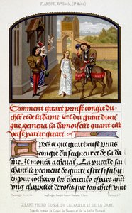 Girart verabschiedet sich vom Ritter und der Dame - Faksimile einer Beleuchtung des 15. Jahrhunderts von Unknown artist