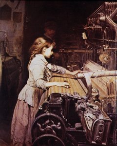 Mädchen arbeitet in einer mechanischen Spinnerei, Ende 19. Jahrhundert von Unknown artist