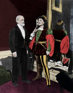 Giuseppe Verdi und Victor Maurel (als Iago) im Februar 1887 an der Scala in Mailand nach der Premiere von Otello