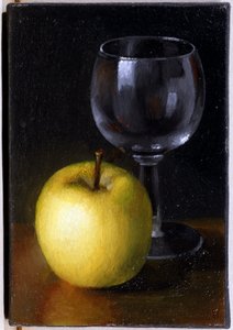 Glas und gelber Apfel - Stillleben von Unknown artist
