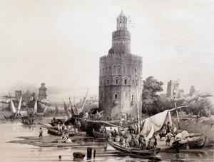 Goldener Turm, Sevilla, "Künstlerisches und monumentales Spanien berühmter Orte und Denkmäler Spaniens" von Don Genaro Perez de Villa von Unknown artist