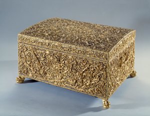 Goldene Schatulle bekannt als Anne von Österreich (1601-1666) angeboten von Kardinal Jules Mazarin (Giulio Raimondo Mazzarino oder Mazarino) (1602-1661)