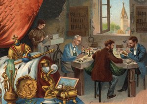 Goldschmiedewerkstatt: Schweißen und Ziselieren von Gold von Unknown artist