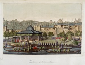 Regierung der Osmanen: Audienz beim Admiral - in „Das alte und moderne Kostüm“ von Ferrario, hrsg. Mailand von Unknown artist