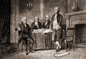 Gouverneur Morris (1752-1816), mit Adams, Hamilton und Jefferson von Unknown artist