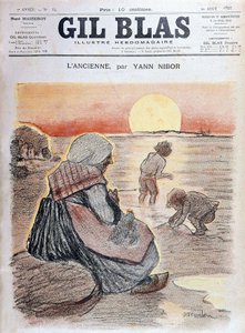 Großmutter und Kinder im Sonnenuntergang, „Gil Blas“ 20. August von Unknown artist
