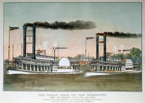Großes Dampfschiffrennen auf dem Mississippi, von New Orleans nach Saint Louis (19. Jahrhundert) von Unknown artist