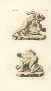 Griechische Athleten im Wettkampf der Kampfsportart Pankration