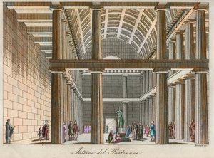 Griechische Zivilisation - Ideale Rekonstruktion des Parthenon in Athen - Gravur aus „Usi e Costumi di Tutti i Popoli dell