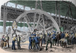 Streik von Le Creusot. Eine Versammlung von Arbeitern in den Werkstätten zur Zeit der Bezahlung. 19. Jahrhundert von Unknown artist