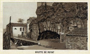 Grotte von Royat (Puy-de-Dome und die Region Auvergne). Chromolithographie aus dem späten 19. Jahrhundert