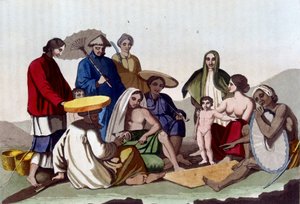 Gruppe von Chinesen. Bibliothèque des arts décoratifs de Paris Le costume ancien et moderne von Unknown artist