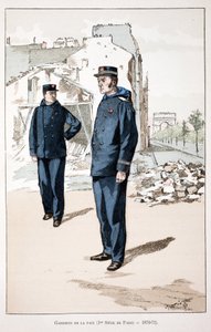 Friedenswächter (erste Belagerung von Paris 1870-1871). Farbradierung zur Illustration des Buches 