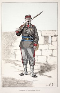 Friedenswächter mobilisiert (1870-1871). Farbradierung zur Illustration des Buches 