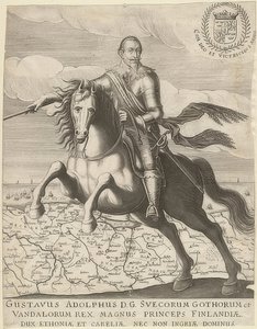 Gustav II. Adolf vor einer Karte von Pommern von Unknown