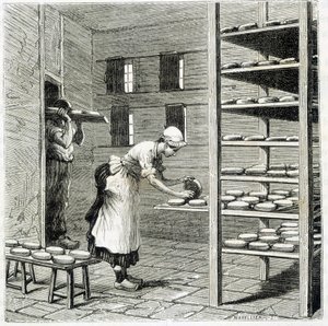 Haloir (oder Trockner) für die Herstellung von Camembert-Käse - in „Die Wunder der Industrie“ von Louis Figuier von Unknown artist