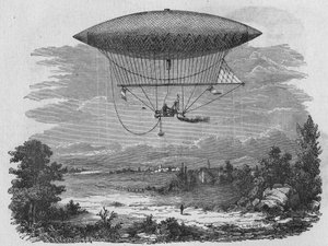Henry Giffard testet einen 44 Meter langen Dampfaerostat. In „Album de la Science“, Éditions Jouvet. von Unknown artist