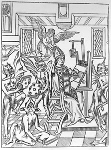 Häresie und Orthodoxie streiten sich um den Theologen von Unknown artist