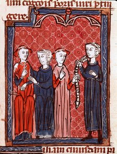 Geschichte des kanonischen Rechts: „Frau verurteilt zum Keuschheitsgürtel“. Miniatur aus „Decretum Gratiani“ (Concordia discordantium canonum) von 1140, das die Gesetze und Kanones der römisch-katholischen Kirche regelt. 13. Jahrhundert