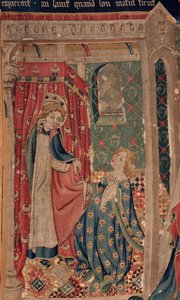 Geschichte von Saint Piat und Saint Eleuthère, Szene 11: Die Versuchungen des heiligen Eleuthère. Detail.
