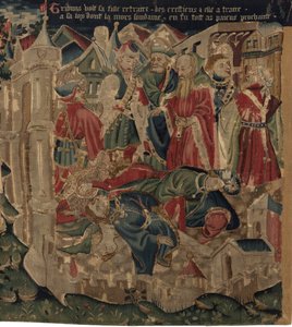 Geschichte von Saint Piat und Saint Eleuthère, Szene 14: Die Pest wütet in der Stadt Tournai