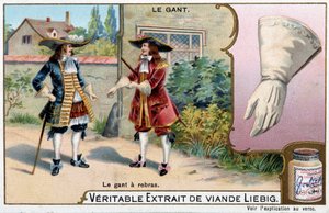 Geschichte des Handschuhs: der Handschuh als Waffe - Liebig Chromolithographie von Unknown artist