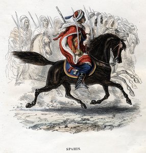 Reitende Spahis. Gravur von 1844. von Unknown artist