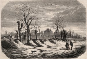 Haus von George Sand (1804-1876) (Aurore Dupin), Baronin Dudevant in Nohant Vic (Nohant-Vic) im Indre (36). Gravur in „Le Monde illustrious“ von 1857. Private Sammlung. von Unknown artist
