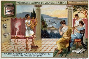 Häuser in der Antike: Griechischer Musikraum - Liebig Chromolithographie