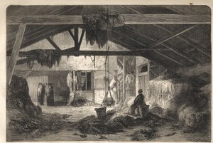 Wohnung eines Lumpenhändlers in der Rue de la Montagne Sainte Genevieve in Paris im 5. Arrondissement. Gravur von 1861