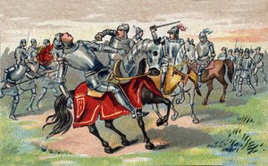 Hundertjähriger Krieg: Jean Talbot (1390-1453), 1. Earl of Shrewsbury, 7. Baron Talbot, Ritter des Hosenbandordens 1424, getötet in der Schlacht von Castillon 1453. Chromolithographie von Unknown artist