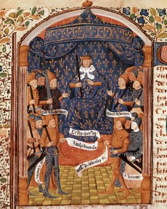 Hundertjähriger Krieg: „König Karl VII. umgeben von hohen Würdenträgern und Jeanne d