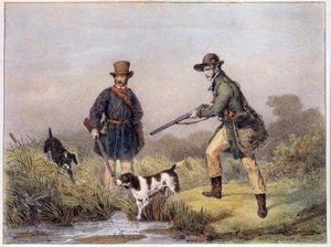 Jäger in den Sümpfen. Drucke des 19. Jahrhunderts Gien, Jagdmuseum von Unknown artist